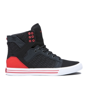 Supra Mens SKYTOP Black/Pirate Black/white High Top Shoes | CA-67099